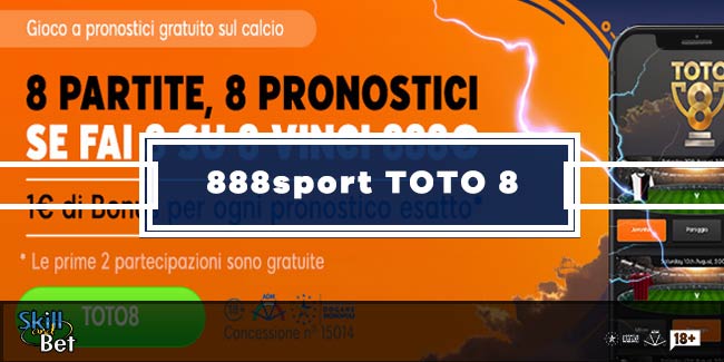 Pronostici TOTO 8 di 888sport - Vinci 888€ Ogni Settimana