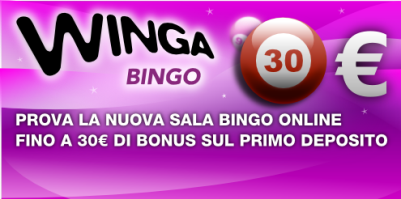 Gioca a bingo online con Winga Bingo, 30€ di bonus e jackpot da favola