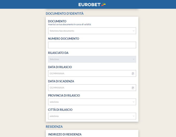 Registrazione Eurobet