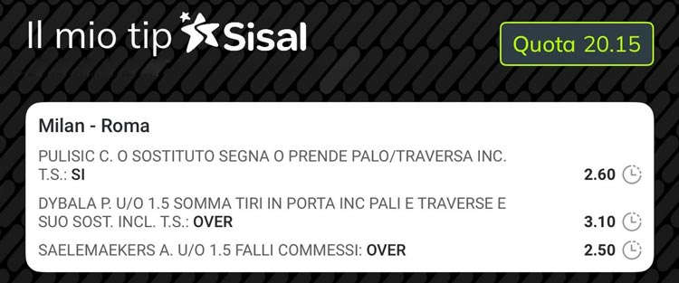 bet builder esempio sisal