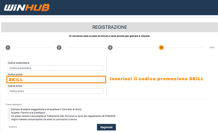 winhub casino codice bonus