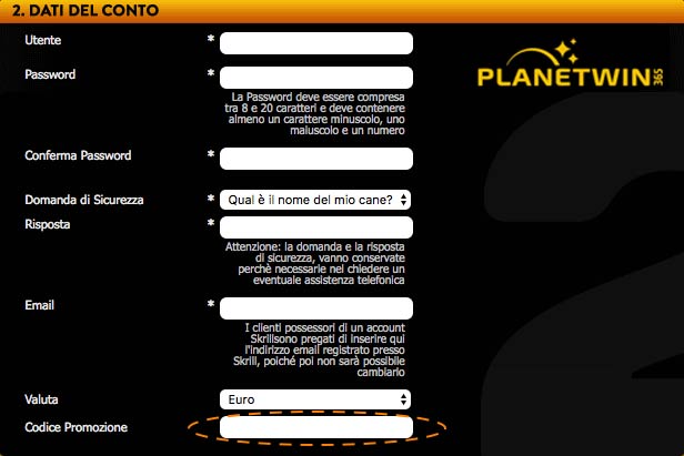 registrazione planetwin365